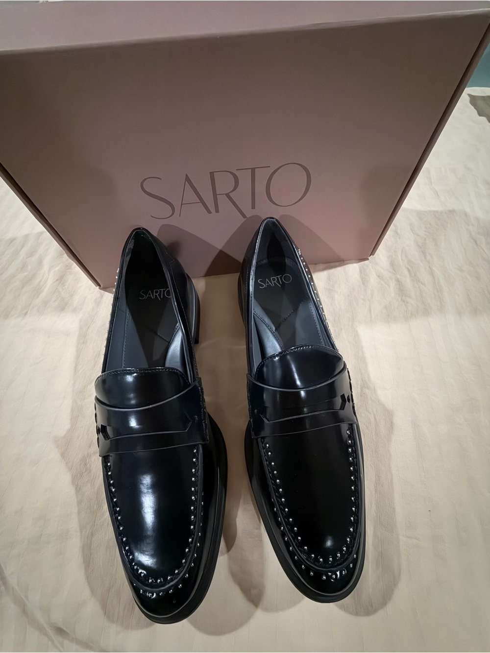 Sarto women’s Black Leather Penny Loafers